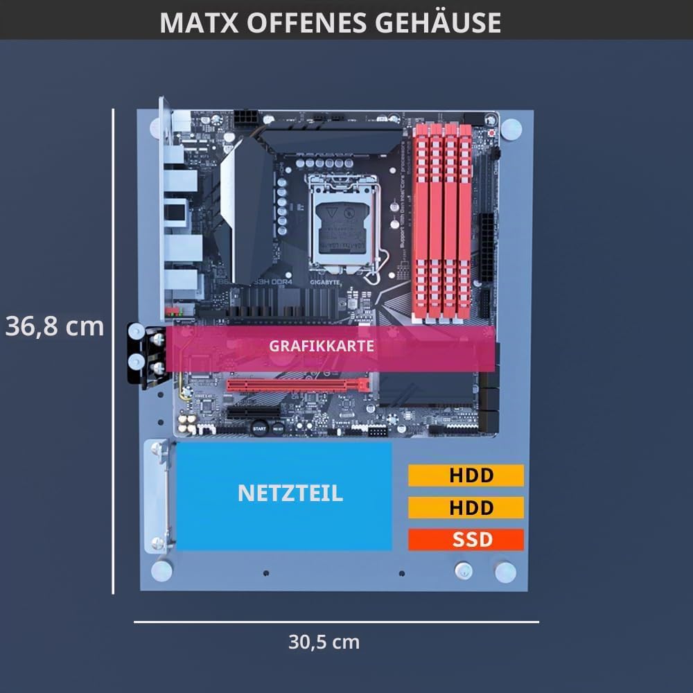 DALAIBUKESI DIY Gaming Computer Open Case Acryl Open Chassis Rack Support Motherboards ATX M-ATX ITX