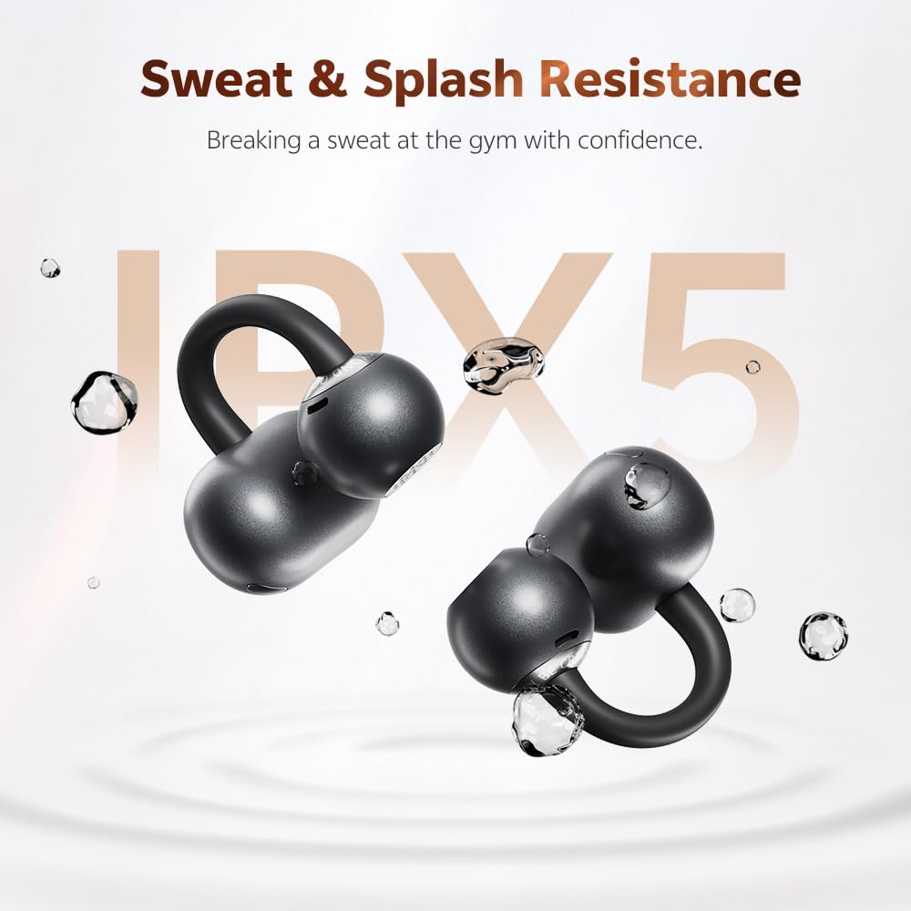 QCY Crossky C50 Open Ear Kopfhör,Clip on kopfhörer kabellos Bluetooth,Kraftvoller Bass,Geräuschunter