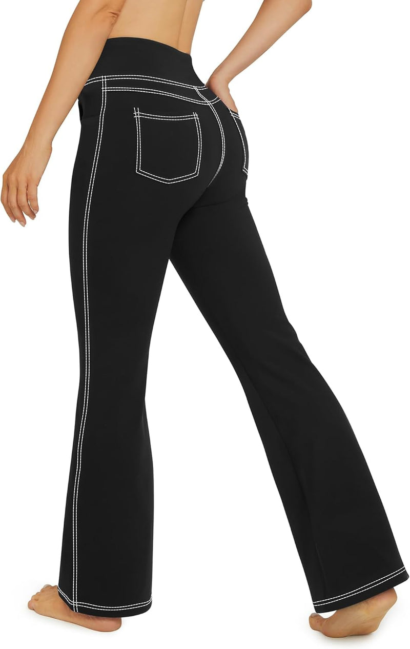 G4Free Activewear-Hosen für Damen mit 4 Taschen Bootcut Jeans Yoga Hosen Damen Stretch Hohe Taille Y
