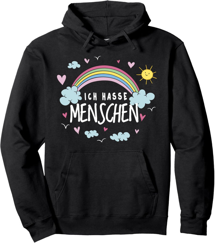 Ich Hasse Menschen Igitt Regenbogen Sonne Wolken Fun Rainbow Pullover Hoodie