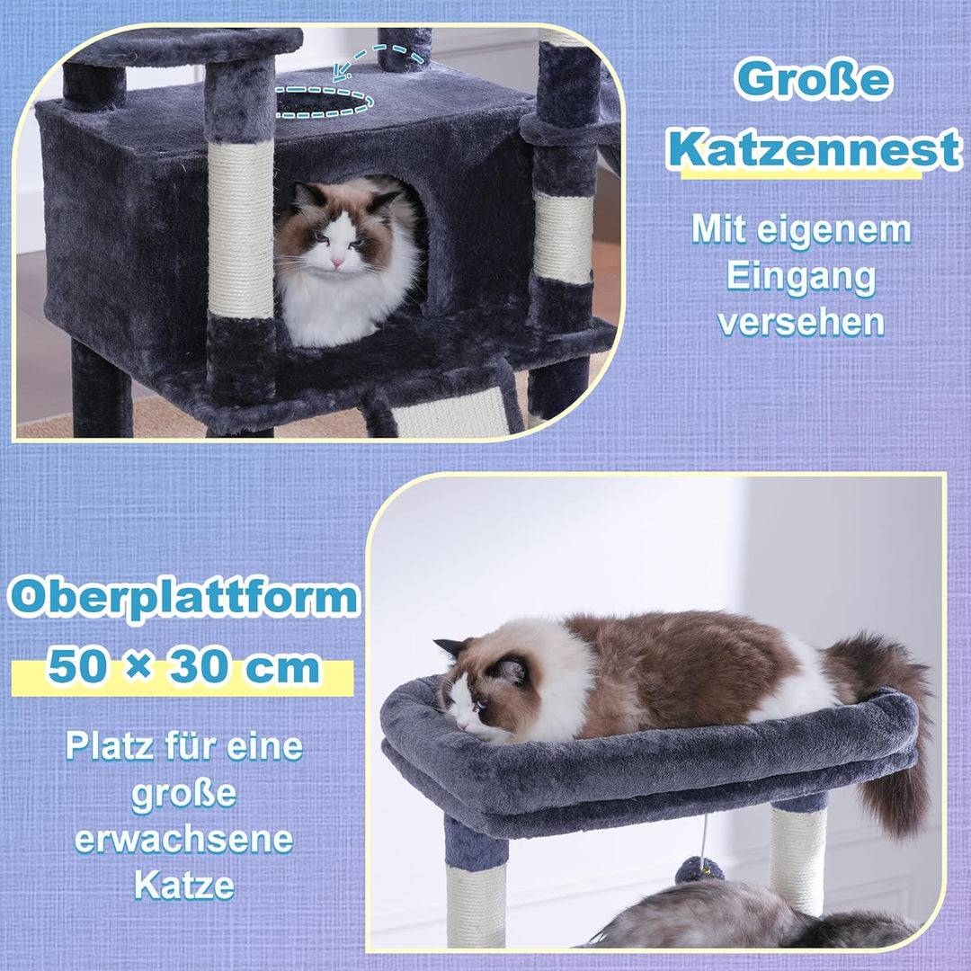 Hey-brother Kratzbaum, 182 cm hoch Katzenbaum für Grosskatze, mehrstöckiger Katzenkratzbaum mit 2 Gr