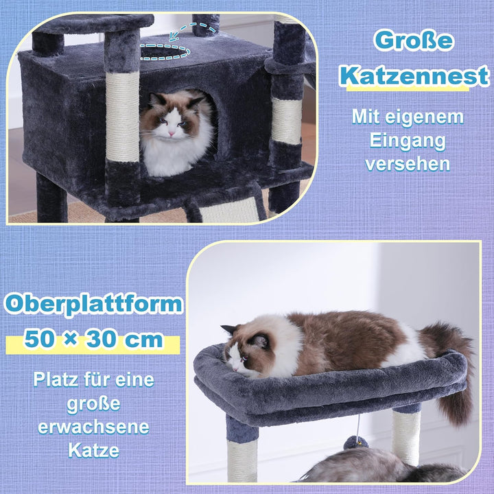 Hey-brother Kratzbaum, 182 cm hoch Katzenbaum für Grosskatze, mehrstöckiger Katzenkratzbaum mit 2 Gr