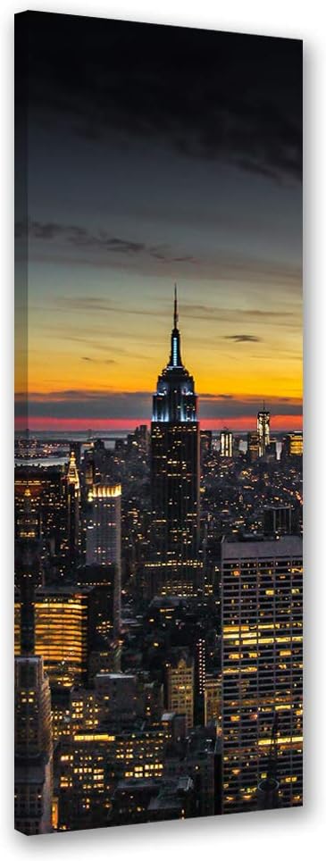 Feeby Bild auf Leinwand Nacht Kunstdruck modern Manhattan mehrfarbig 30x90 cm M14262 30x90 cm, M1426