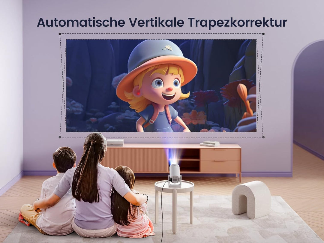 【Automatische Trapezkorrektur】Mini Beamer 1080P Full HD 12000L WiFi Bluetooth 270° drehbar, WiMiUS K