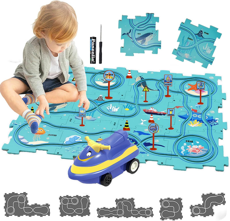 Auto Spielzeug Autorennbahn Spielzeugauto 12pcs DIY-Puzzlebahn für Kinderspielzeug DIY-Route Cars Sp