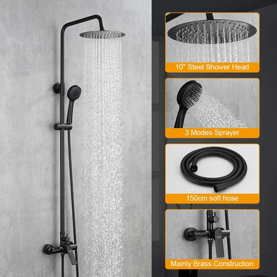 Ibergrif Praga - Duschsystem mit Regendusche, Brauseschlauch, Handbrause, Brausehalter, Duschstange,