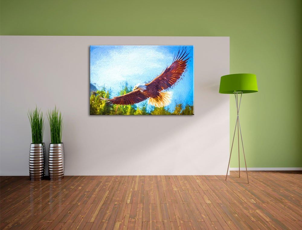 Adler Bunstift Effekt, Format: 100x70 auf Leinwand, XXL riesige Bilder fertig gerahmt mit Keilrahmen