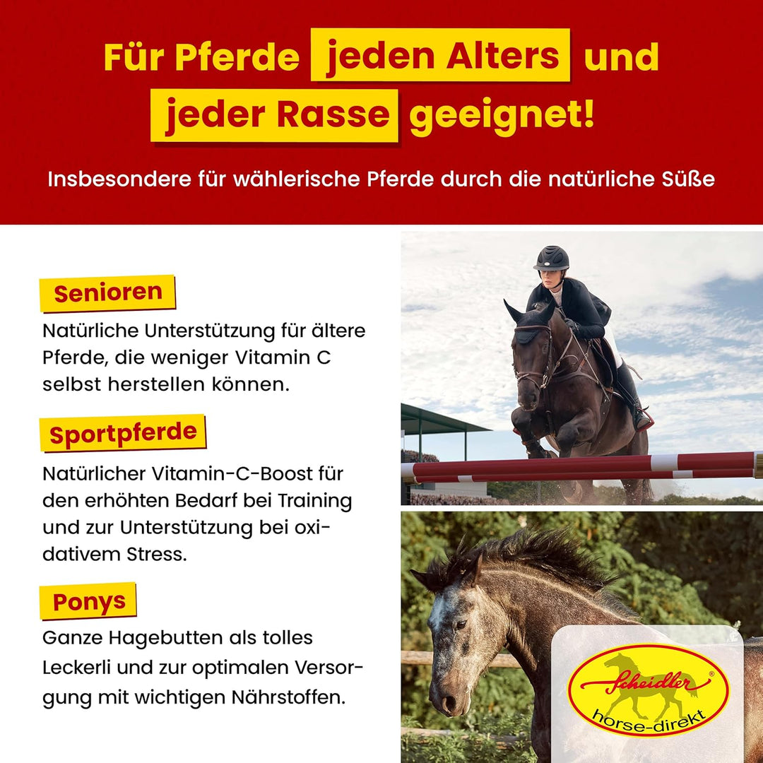 Horse-Direkt Hagebutten Ganze Früchte (Getrocknet) 10 kg – Mit Viel Vitamin C Für Pferde, Ponys, Nag