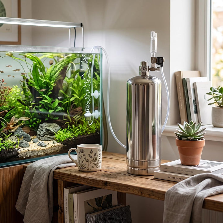 Ailgely 5L CO2-Generator-System-Kit für Doppel Aquarium CO2-Edelstahl-Zylinder-Generator-System mit