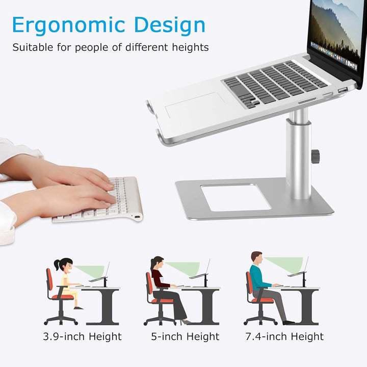 BoYata Laptopständer, Höhenverstellbarer Laptop Riser, Belüfteter Aluminium Notebookhalter für Schre