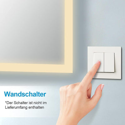 Heilmetz Badspiegel mit Beleuchtung 80x60cm Badezimmerspiegel mit Beleuchtung LED Badspiegel Warmwei