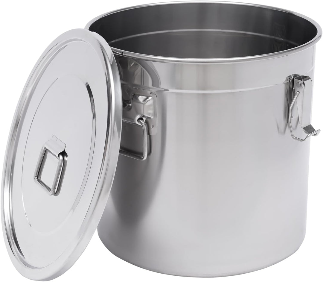 DCSYOG Edelstahl Getreidebehälter Luftdichter 33L, Eimer mit Deckel Kanister Lebensmittel Küche Edel