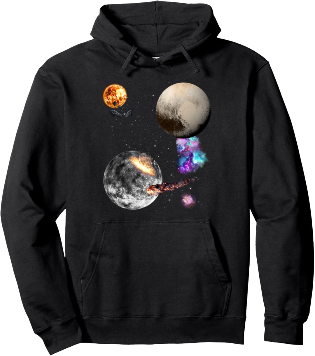 Weltraum Universum Motiv Galaxie Planeten Sonne Sonnensystem Pullover Hoodie