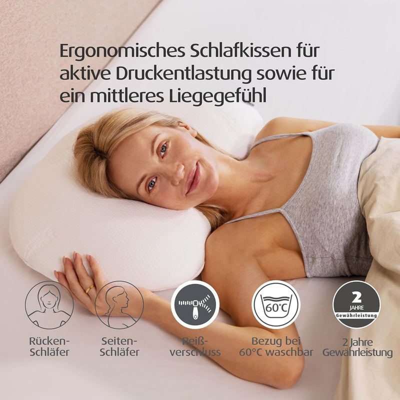 TEMPUR Sonata Kopfkissen Memory Foam, ergonomisches Nackenstützkissen für Rücken- und Seitenschläfer