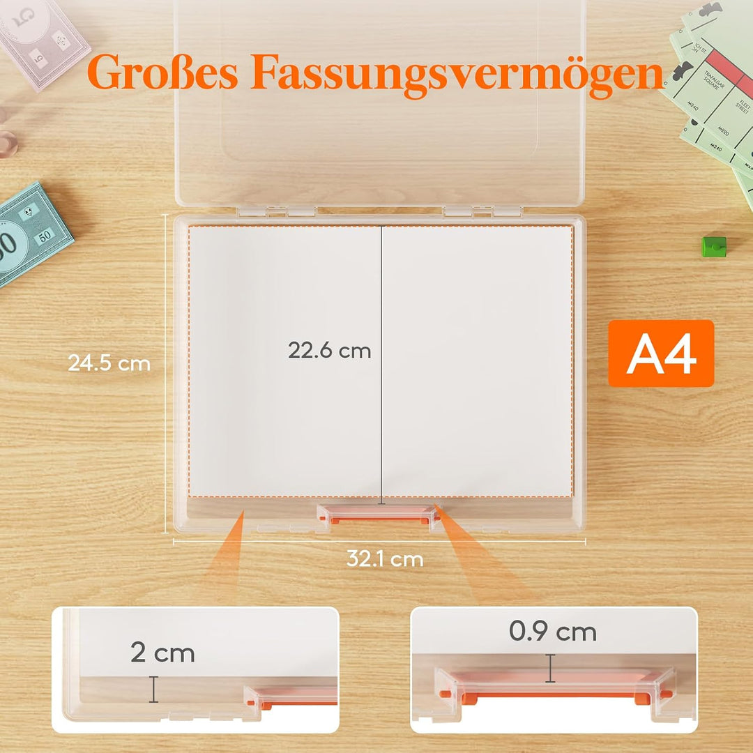 Lifewit 6 Pack Stapelbar Aufbewahrungsbox A4 mit Deckel&amp;Griff, Transparent | Kunststoff Archivbox A4