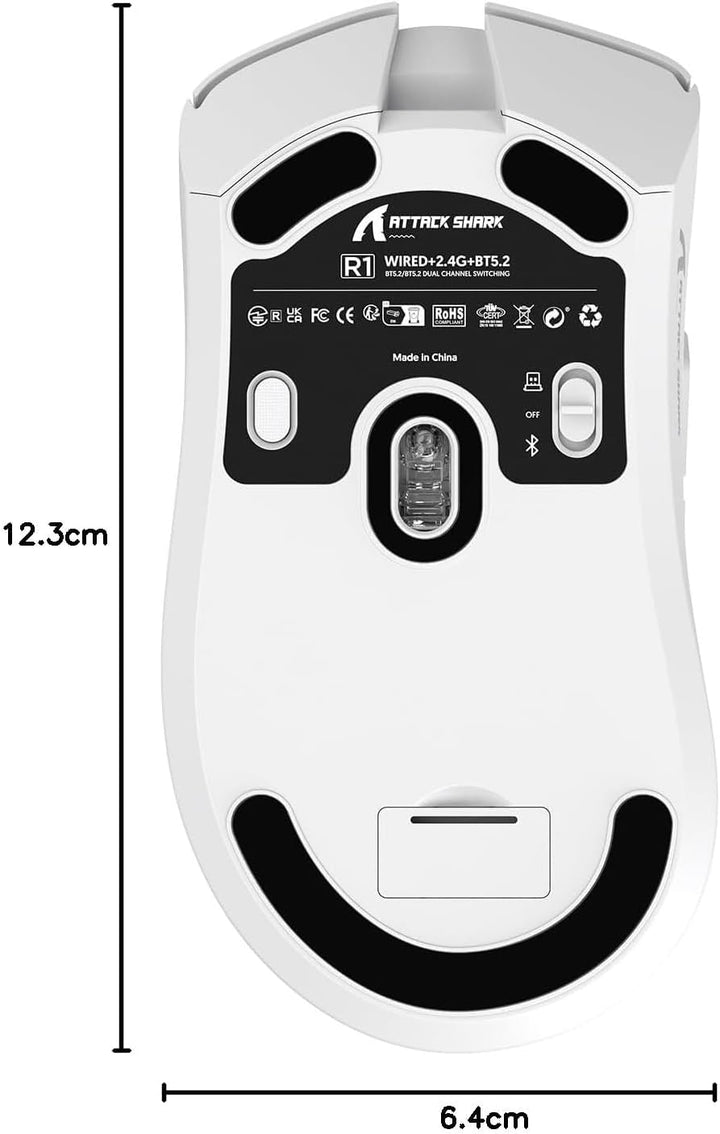 ATTACK SHARK R1 59g Superlight Maus, PixArt PAW3311 Gaming-Sensor, BT/2,4G kabellose/kabelgebundene