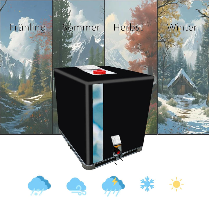 IBC Tank Abdeckung 1000L mit Sichtfenster Schwarz wasserdicht IBC Tank Plane Schutzhülle für Regenwa
