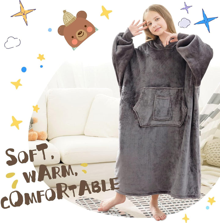 FUSSEDA Übergrosse Tragbare Decke Sweatshirt, Super Dicke Warme Sherpa Fleece Kuscheldecke Hoodie mi