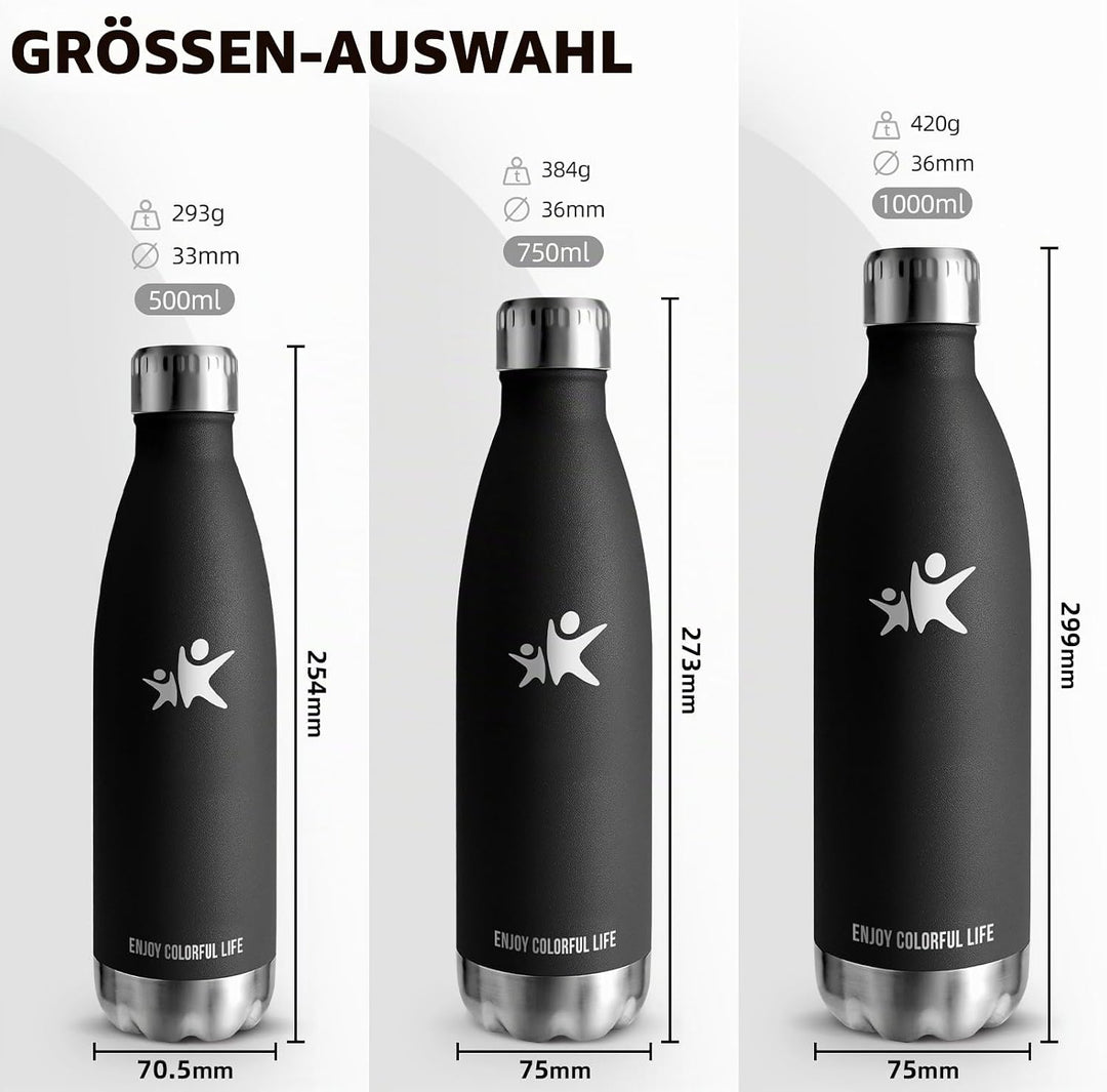 HoneyHolly Trinkflasche Edelstahl, Thermosflasche 1000ML, BPA-frei Auslaufsichere Vakuum Isolierte,