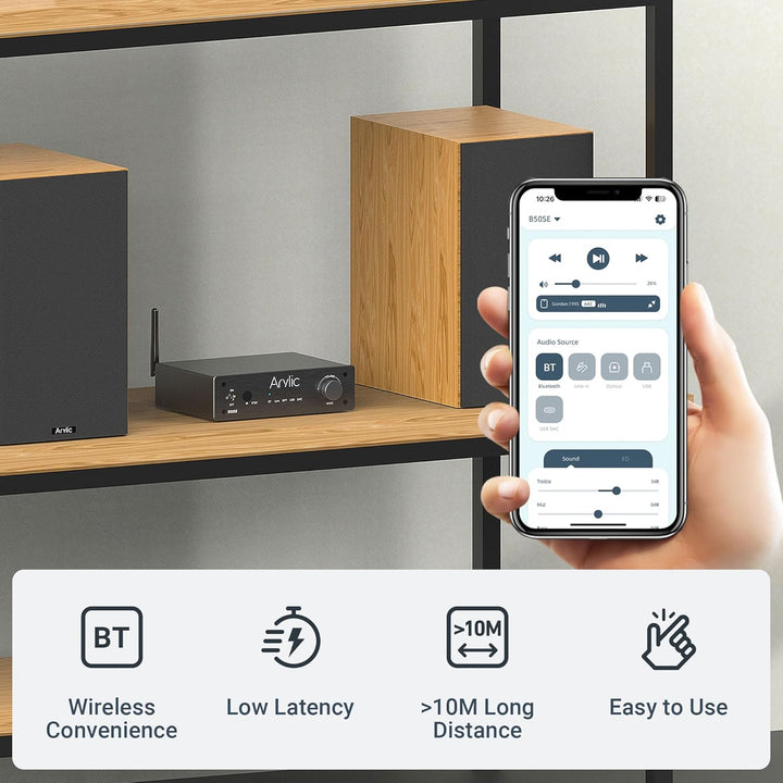 Arylic B50 SE Bluetooth Stereoanlage Audio Verstärker Receiver 2.0 Kanal 50W x 2 mit Subwoofer Ausga