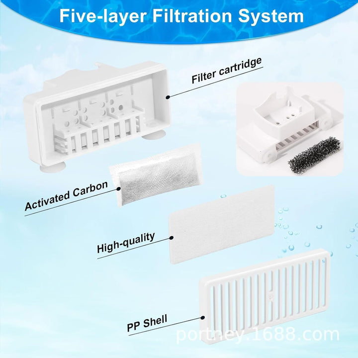 Ersatzfilter für Haustierbrunnen, Doppelfilter mit Schwämmen, T-Geformte Filter Pet Wasserbrunnen Fi