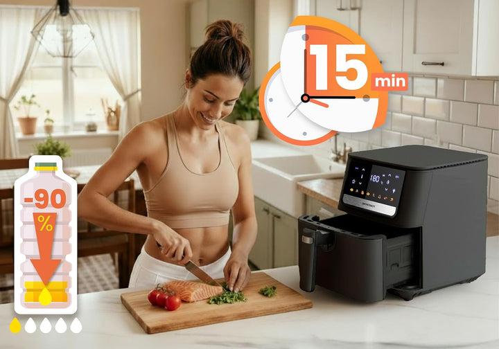 Berdsen Airfryer Heissluftfritteuse - 1700 W 6,5 l - Fritteuse - 8 Programme Touchscreen - Schwarz,