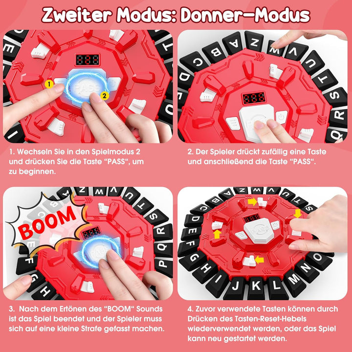 Rasende Wörter Deutsch mit 24 Tasten, Wortspiel mit Timer,Buchstabenspiel,Wörterspiel für Kinder und