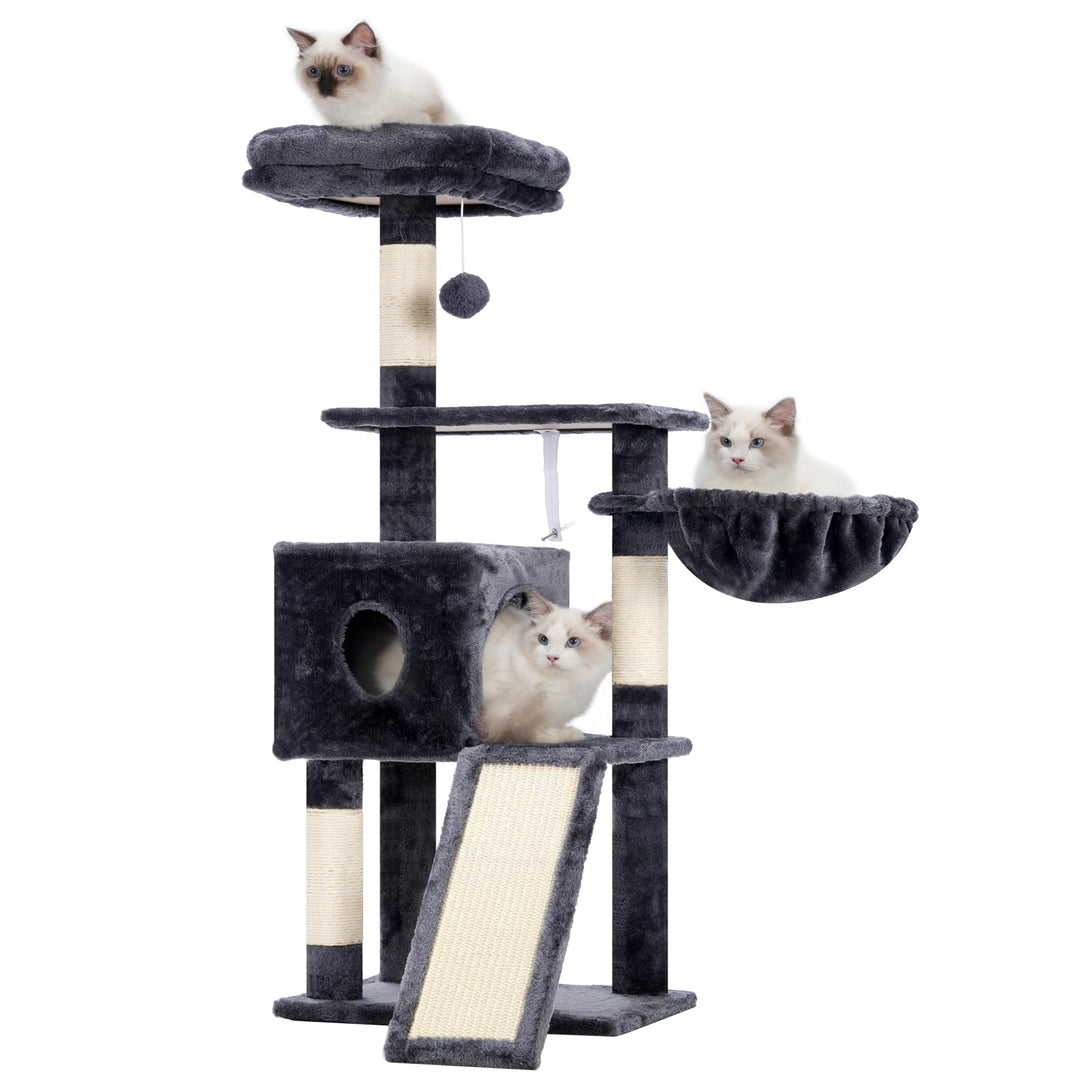 Hey-brother Kratzbaum, 108cm Indoor Katzenbaum, mehrstöckiger Katzenkratzbaum für Kätzchen, mit Krat