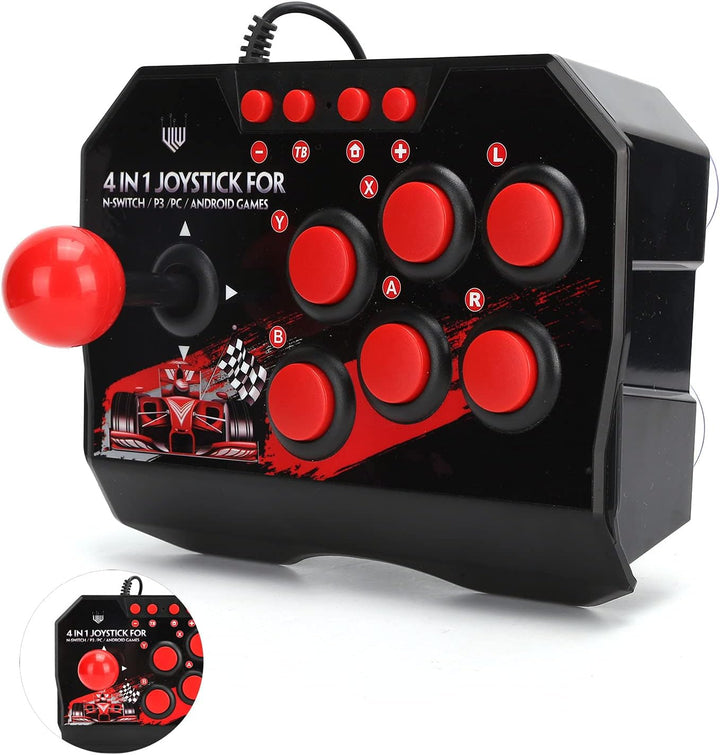 Metall-Joystick, Kabelgebundener Universal-Kampfstab, Starkes Gehäuse, Schwarze und Rote Farbe, Spie