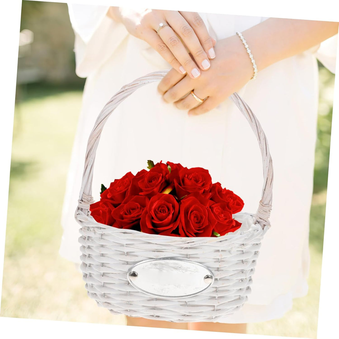 1 Stück Blumenkorb Handgewebte Körbe Für Hochzeiten Weidenkorb Baby-Seegras-Rattankorb Hochzeitskorb