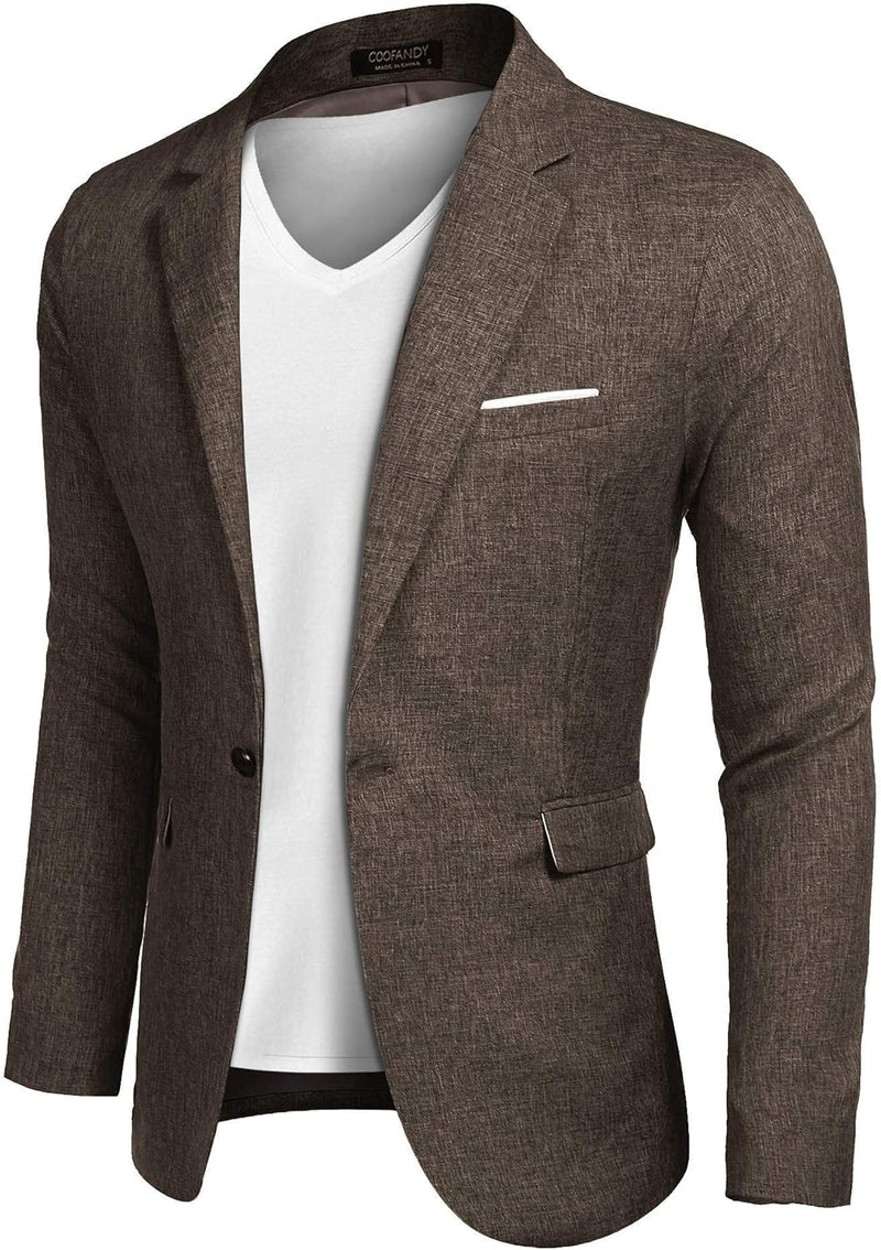 COOFANDY Herren Anzugjacke Sakko Sportlich Freizeit Blazer Regular Fit Männer Anzug EIN Knopf Busine