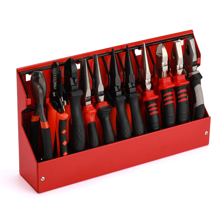 CASOMAN Plier Organizer Rack, Pliers Cutters Organizer, Black/Red, 11-Slot Plier Rack, Mounts on a p