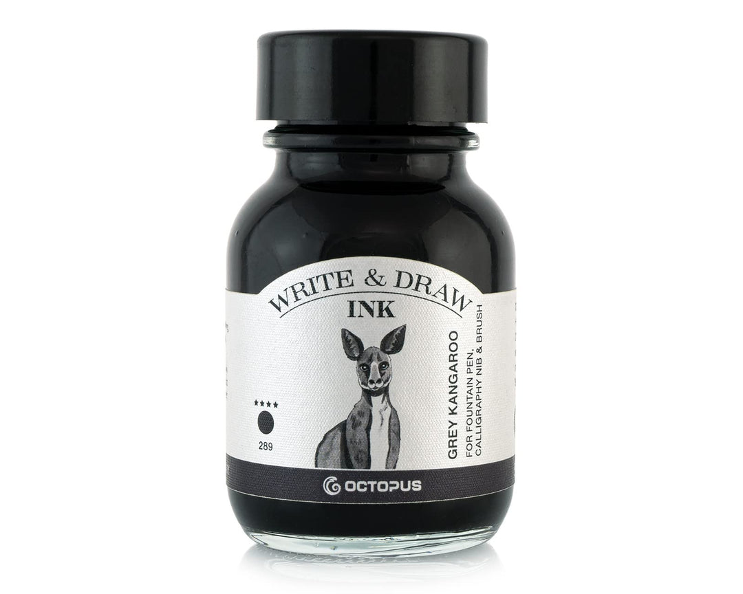 Octopus Write and Draw Ink 289 Grey Kangaroo, wasserfeste Tinte zum Schreiben und Zeichnen, Kalligra
