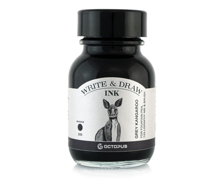 Octopus Write and Draw Ink 289 Grey Kangaroo, wasserfeste Tinte zum Schreiben und Zeichnen, Kalligra