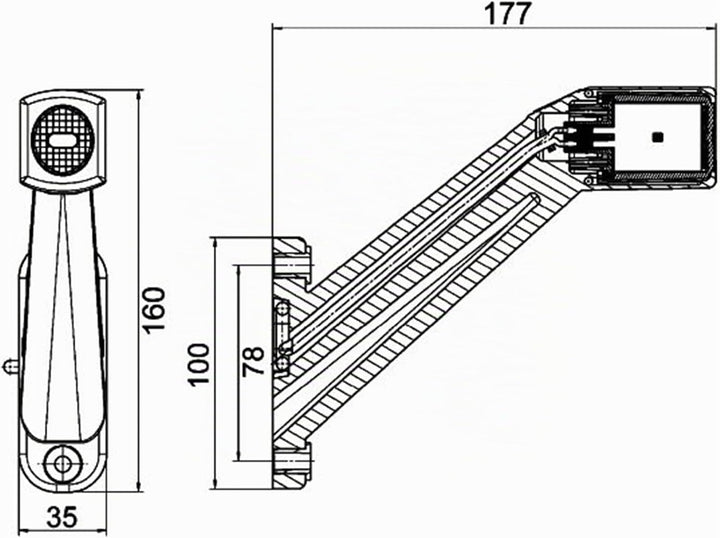 HELLA - Umrissleuchte - LED - 12/24V - Kabel: 300mm - Stecker: Flachsteckhülse - links/seitlicher An