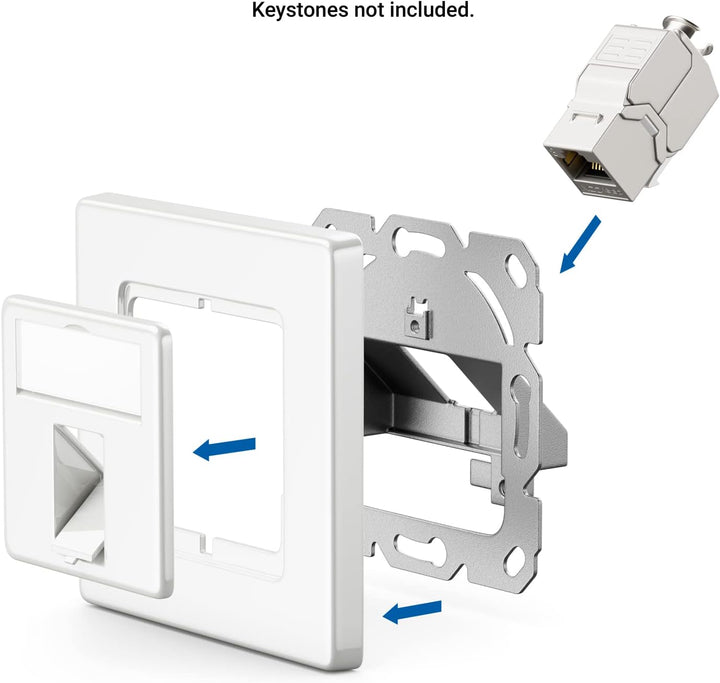 deleyCON 6x 1 Port Anschlussdose - Leerdose für Keystone Module - Datendose Unterputzdose - Auslass