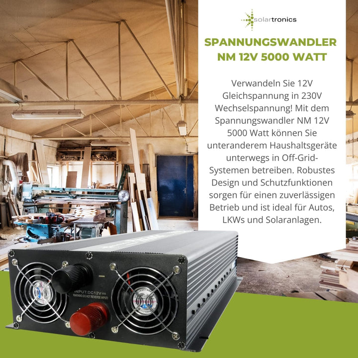 SOLARTRONICS Spannungswandler NM5000 12V 5000 Watt SCHWARZ - 10000 Watt Spitzenleistung - Wechselric
