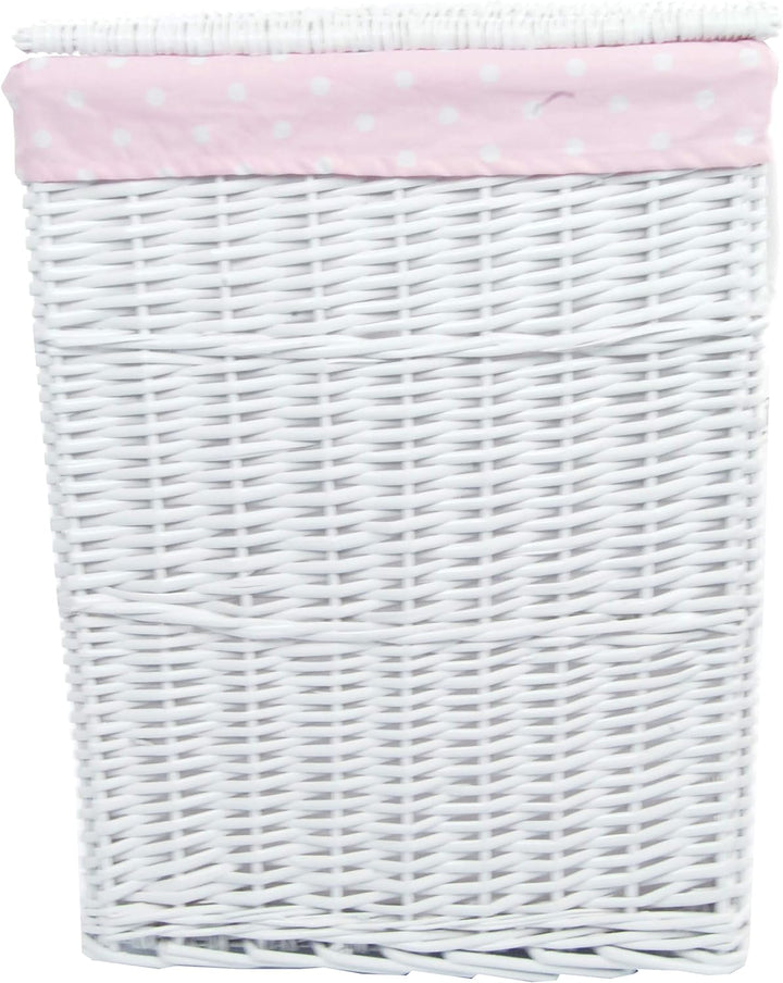 DVier Wäschekorb, Weide weiss rosa 48x36 H.62 22WRt-c
