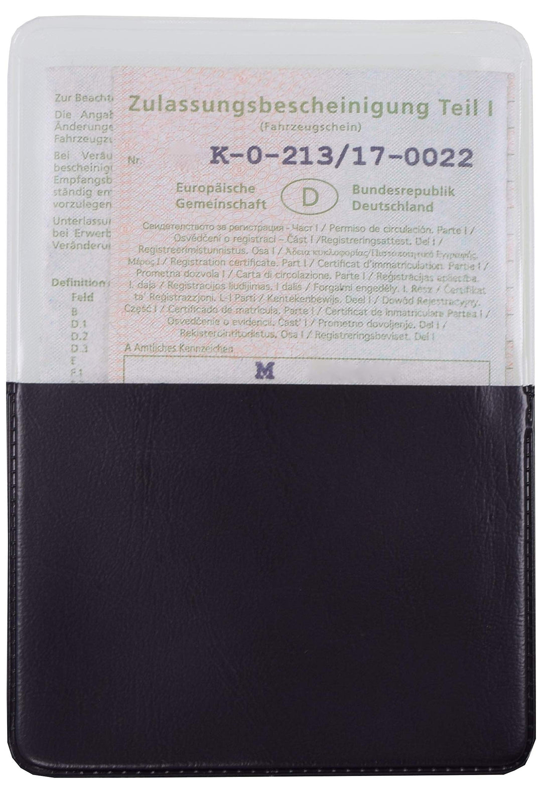 KFZ Schein Schutzhülle 1 Fach Made in Germany Etui Mappe Kartenhülle Fahrzeugschein Hülle (Schwarz),