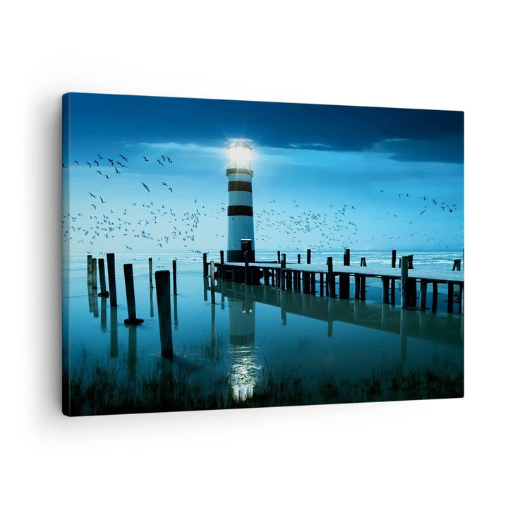 ARTTOR Bilder auf Leinwand Vögel see laterne wolke Leinwandbild 70x50cm Wandbilder Dekoration Wohnzi