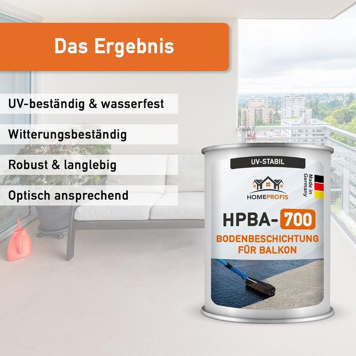Home Profis® HPBA-700 seidenmatte UV-beständige 1K Bodenfarbe (5m²) für Balkon & Terrasse in RAL 900