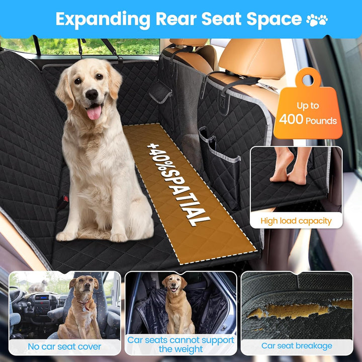 Kfonla Hundedecke Auto Rückbank 130 x 62 cm,Hunde Autositz Rückbank mit Harter Unterseite,Hundebett