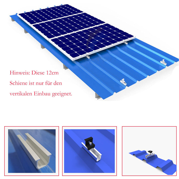 Solarpanel Halterung Kit und Zubehör Schwarz Eloxiert,Halterung für Solarmodule,Befestigungsschiene1