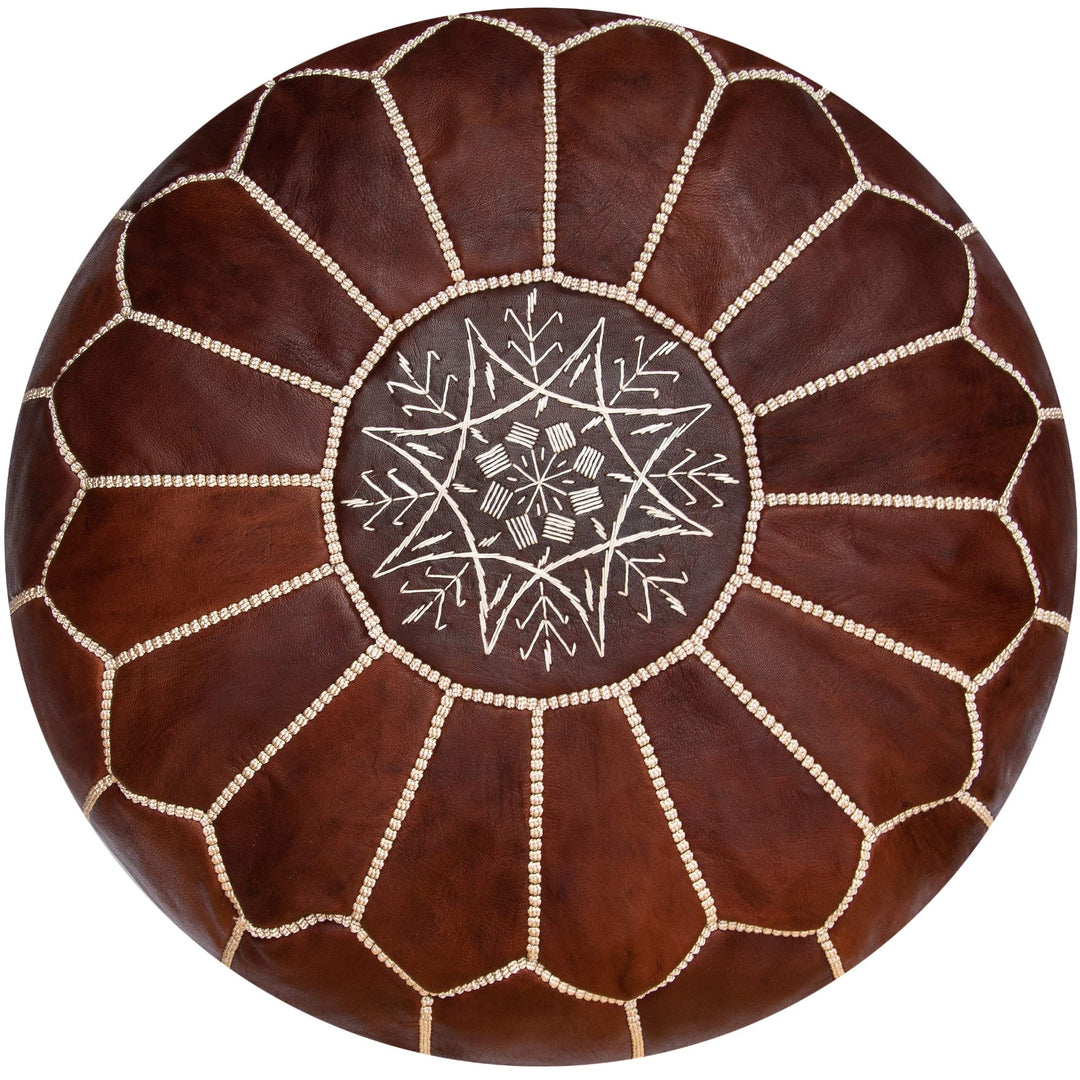 Poufs&Pillows Premium Echt Leder Pouf - Handgefertigt - Gefüllt geliefert - Ottoman, Sitzsack, Fussh