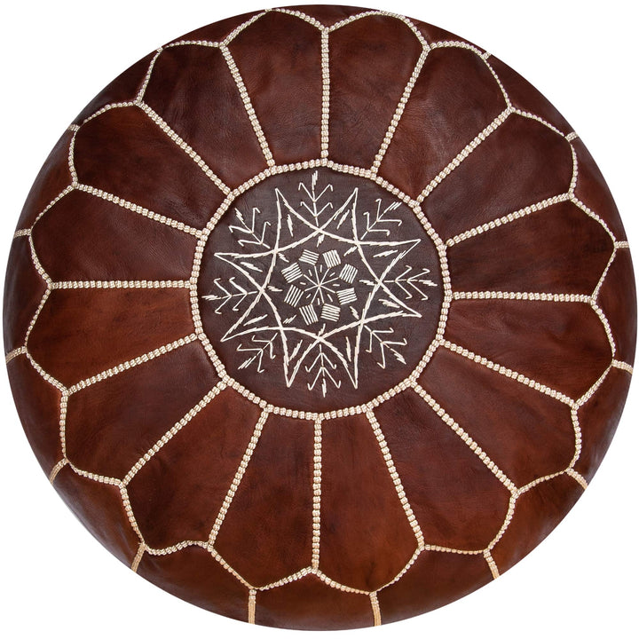 Poufs&Pillows Premium Echt Leder Pouf - Handgefertigt - Gefüllt geliefert - Ottoman, Sitzsack, Fussh
