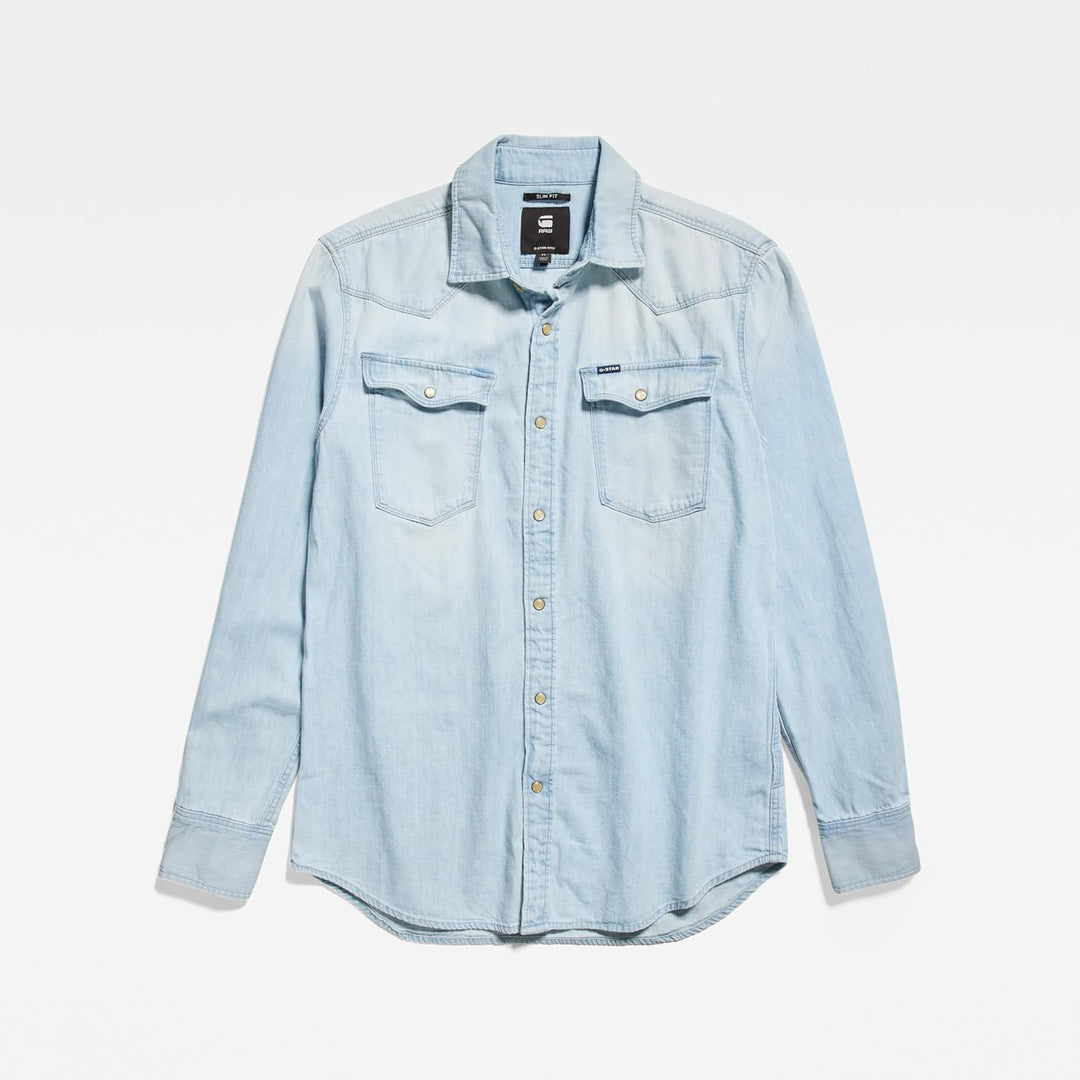 G-Star Herren Marine Slim Long Sleeve Shirt XXS Blau (Lt Aged D12697-d013-424), XXS Blau (Lt Aged D1