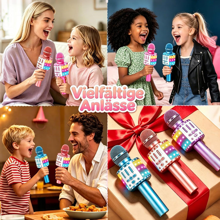 Karaoke Mikrofon, Drahtloses Bluetooth Mikrofon Kinder mit LED, Tragbares Karaoke Maschine zum Singe
