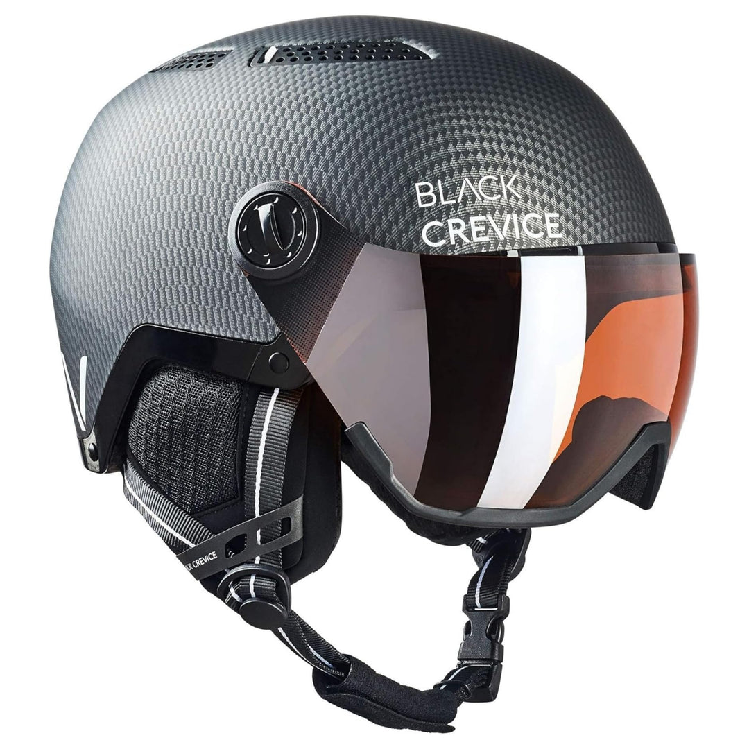 BLACK CREVICE Skihelm Chamonix I Skihelm mit Visier im Pilotenstyle I Skihelm Herren & Damen I Unise