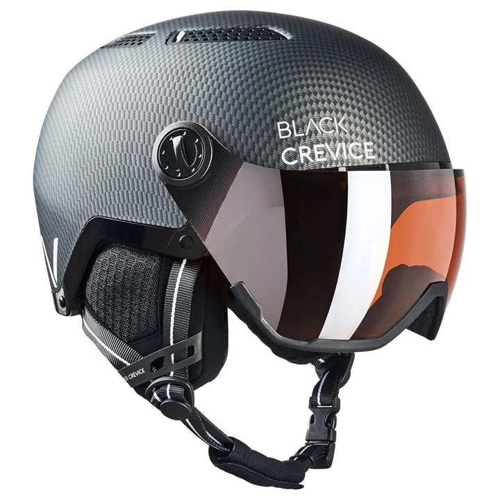 BLACK CREVICE Skihelm Chamonix I Skihelm mit Visier im Pilotenstyle I Skihelm Herren & Damen I Unise