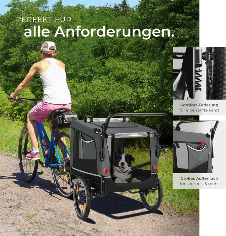 tectake® Fahrradanhänger multifunktional - als Hunde Anhänger Wagen für Fahrrad und e Bike, Jogger o